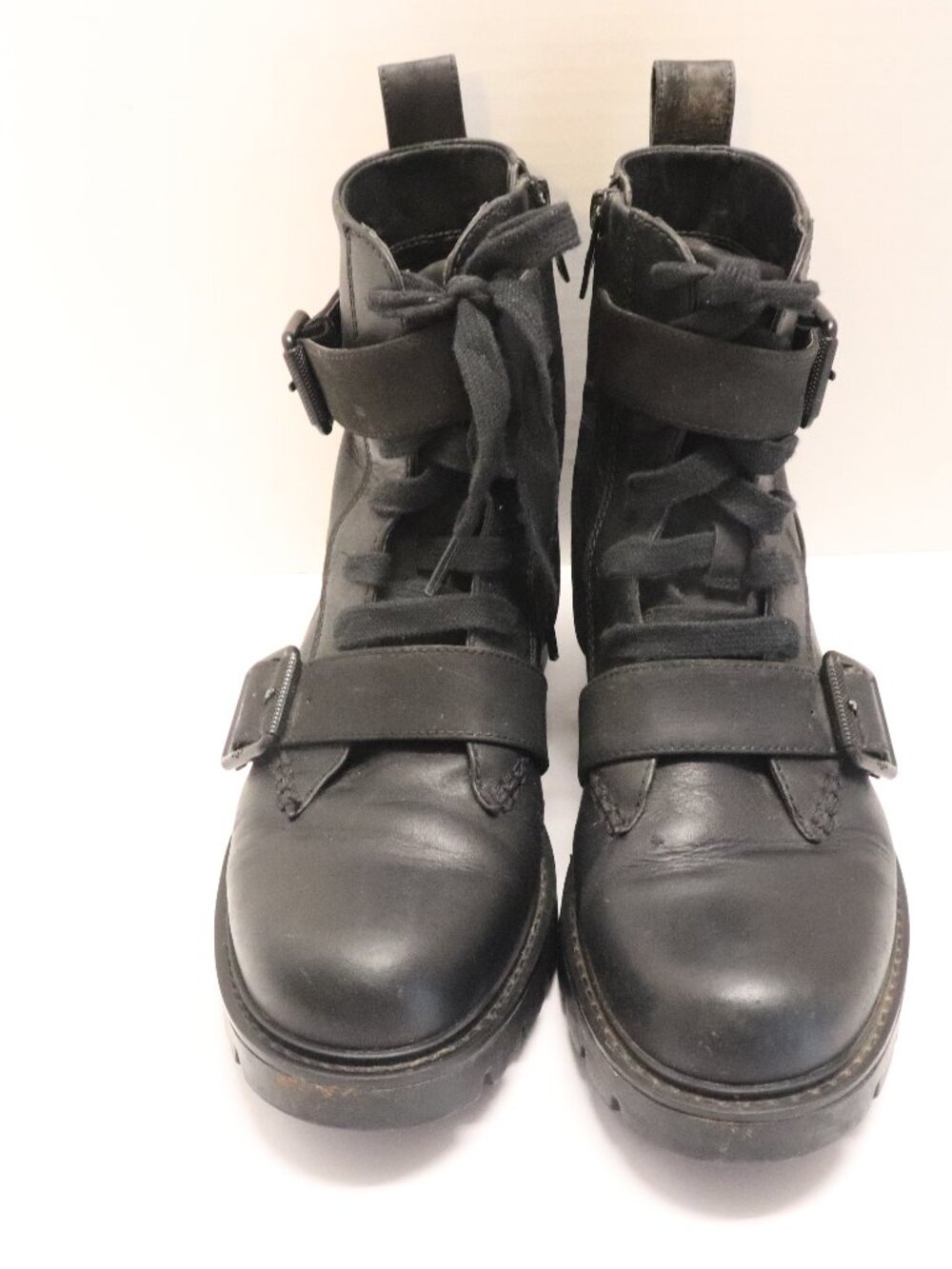 UGG Women's Boots Black Lace-Up, Side Zipper Buckle Straps Size 8.5
